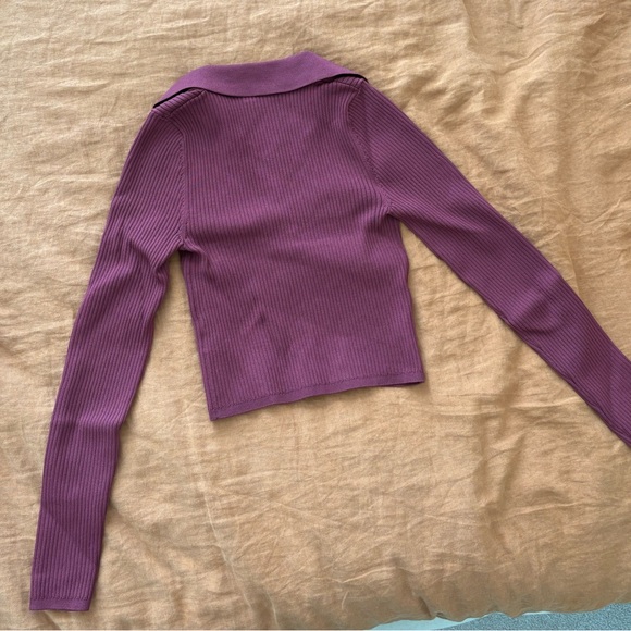 Aritzia Babaton Sculpt Knit Polo Longsleeve - Grapevine - Picture 4 of 5